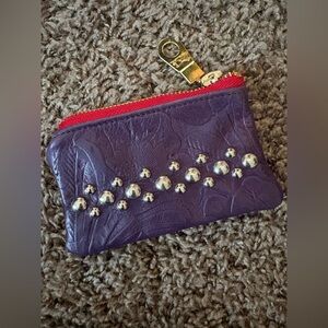 Western Kurtmen Leather Wallet Coin Pouch Embossed Pouch Purse Purple Red